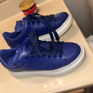 Blue Sneakers with White Soles